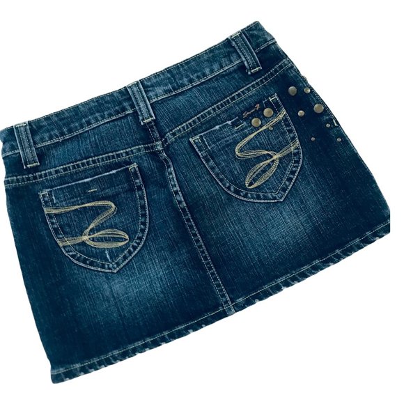 Seven7 Studded Mini Blue Jean Distressed Skirt 27” - Picture 7 of 7